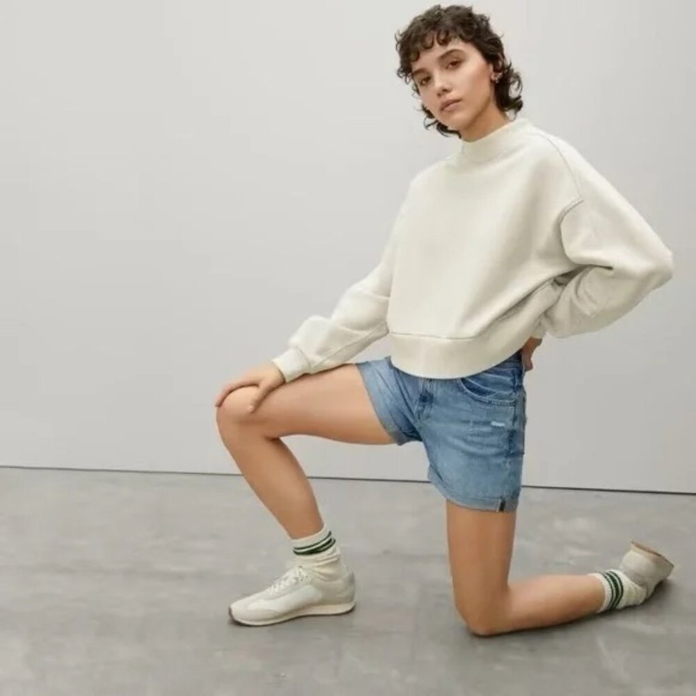 Everlane Renew Mock Neck Sweater in White